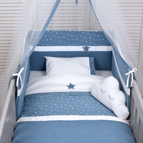 Baby Oliver Σετ Κούνιας Muslin Des. 374 Μπλε