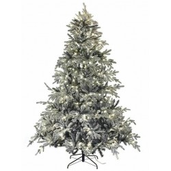 Χριστουγεννιάτικο Δέντρο Λευκό Χιονισμένο 210εκ με Μεταλλική Βάση και Φωτισμό LED