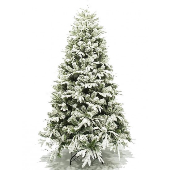 Χριστουγεννιάτικο Δέντρο Όλυμπος Πράσινο Χιονισμένο 180εκ με Μεταλλική Βάση
