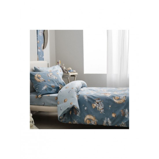 Vesta Home Travel Σετ Σεντόνια Μονά Βαμβακερά σε Μπλε Χρώμα 170x260cm